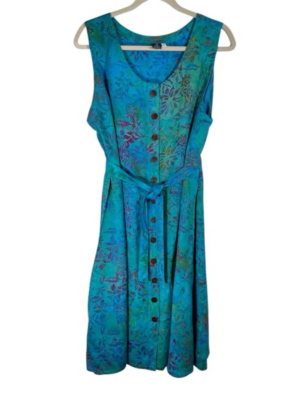 HIBISCUS COLLECTION HAWAII Batik Print Sleeveless Shift Dress M